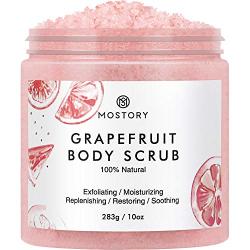 Natural Grapefruit Exfoliating Body Scrub - Shooting Organic Dead Sea Salt Anti Aging Acne Wrinkles Cellulite Remover Exfoliator Moisturizing Vitamin E Vitamin C Coconut Oil Scrubs for Women Men 10 oz