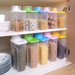 V2AMZ - 2L Storage Box Cereal Dispenser Storage Box Bottles Jars Boxes Kitchen Food Grain Rice Containers Nice