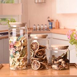 500ML/750ML/1000ML Food Storage Cereal Container Air Tight Canisters With Bamboo Lids Glass Jars Kitchen Storage Containers 90X150MM 750ml