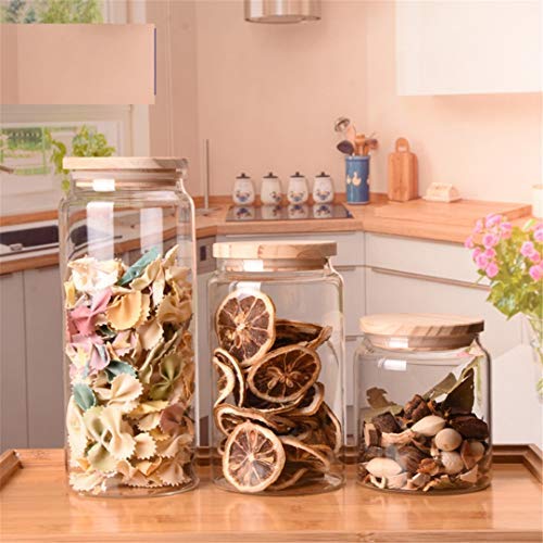 500ML/750ML/1000ML Food Storage Cereal Container Air Tight Canisters With Bamboo Lids Glass Jars Kitchen Storage Containers 90X100MM 500ml, 90X150mm 750ml, 90x200mm 1000ml 