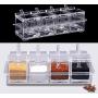 Mydio Clear Seasoning Rack Spice Pots - 4 Piece Acrylic Storage Container Condiment Jars - Cruet with Cover and Spoon