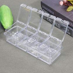 KNUPFMTI 4pcs/set Clear Seasoning Box Rack Spice Pots Kitchen Spice Storage Bottle Jars Transparent Container with Cover and Spoon