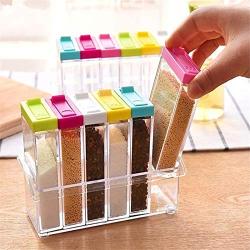 Oteshina Transparent Russia Flavor Spice Jar Seasoning Condiment Box Acrylic Storage Cruet 6pcs Set - Boxes Jars Bottles Jars Boxes Rack Spice Salt Pepper Season Cruet Glass K