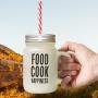 Brown Food Cook Happiness Frosted Glass Mason Jar With Straw