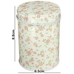 CHUANGLI Round Tea Tins Mini Metal Candy Trinket Tin Colorful Home Kitchen Storage Containers & Jars Cherry Pattern