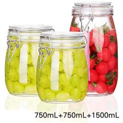 XSWZAQ Sealed jar glass food bottle honey lemon passion fruit bottle pickle jar with lid household small storage jar 3