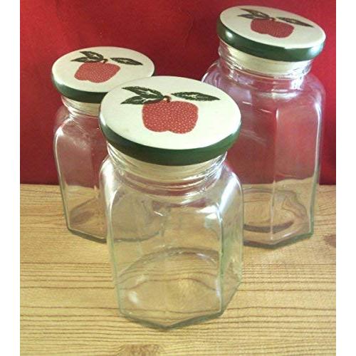 Apple Jack Fruit Kitchen Storage Cookie Canister Jar Glass 3 Pieces M