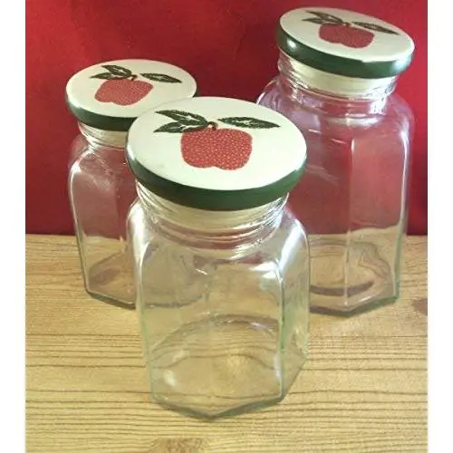 Apfel-Jackfruit-Kitchen-Storage-Cookie-Canister-Jar-Glas-3-Stück