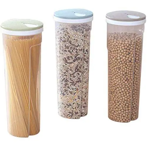 Kitchen Storage Box Food Storage Container Closed - Durable Plastic - Controlled Dry Grain/Noodle Jar Set 3 Piece - Keeps Fresh Food Kitchen Storage Box Food Storage Container Closed - Durable Plastic - Controlled Dry Grain/Noodle Jar Set 3 Piece - Keeps Fresh Food