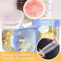 4 Reusable Silicone Food Storage Bags & 6 Silicone Stretch Lids Covers, Ziplock Airtight Seal Silicone Cooking Sous Vide Freezer Microwave Bags Bags for Lunch Snacks Sandwiches Fruits