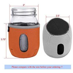 Beautyflier 3pcs Anti-Slip Embossed Neoprene 3mm Thick Collapsible Insulator Mason Jar Protect Sleeve (16OZ(Square))