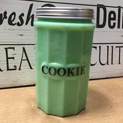 Jade Glass Country COOKIE Canister/Container - Vintage Style Kitchen - Jadeite Jadite - Large Capacity