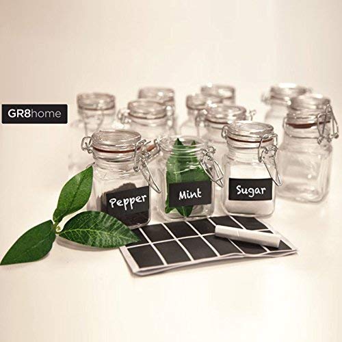 12 X MINI GLASS CLIP TOP SPICE STORAGE PRESERVING JARS CONTAINER CANISTERS (Clear) by Eurotrade W Ltd