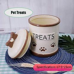 Ceramic Moisture-Proof Pet Food Storage Canister with Non-Skid Silicone Rim for Dogs and Cats (Color : Beige)