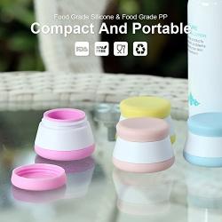 Travel Cream Jars, iKiKin Silicone Small Cosmetic Jars with Sealed Lids, 4 Pieces 20ml, BPA Free, Travel Friendly