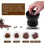 Bochionyu Manuelle Kaffeemühlen, Tragbare Handmühle mit verstellbaren Keramikmahlwerken, Reinigungsschwamm, Glasbehälter, Silikon-Nichtrutschmatten, Silikon-Dichtung zur Staubabdichtung, leicht zu reinigen (Schwarz)