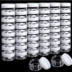 50 Pack Cosmetic Containers, HNYYZL 5 Gram Clear Round Pot Jar Plastic Sample Container with Lid, for Eye Shadow Bead Earring Liquid Lotion Cream Make-up Storage