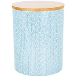 Geometric Design Patterned Porcelain Biscuit Barrel/Canister - Light Blue