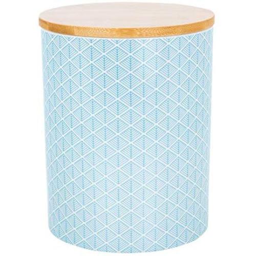 Geometric Design Patterned Porcelain Biscuit Barrel/Canister - Light Blue
