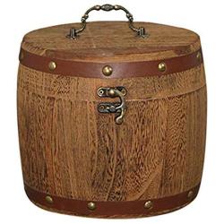 lzndeal Storage Barrel Canister,Tea Bucket,Coffee Bean Canister,Mini Wooden Barrel Canister Storage Box for Tea Leaf Flour Coffee Bean