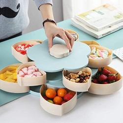 JUSTDOLIFE Snack Serving Tray 10-Section Rotary Double-layer Nut Serving Tray Candy Plate