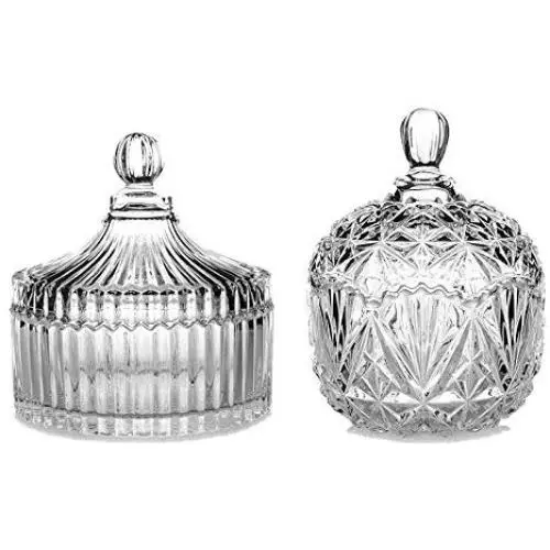 Yl Ly Retro Crystal Candy Jar With Lid Transparent Biscuit Barrel Cookies Tin Striped Crystal Sugar Bowl Candy Jar Storage Tank Diamond Section Small + Yurt Trumpet Yl Ly Retro Crystal Candy Jar With Lid Transparent Biscuit Barrel Cookies Tin Striped Crystal Sugar Bowl Candy Jar Storage Tank Diamond Section Small + Yurt Trumpet