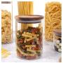 Transparent Heat Resistant Glass Bottle Sealed Jar High Grade Acacia Clear Container,550Ml