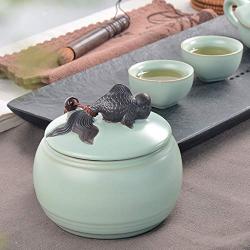 Cereal Containers Ceramic Moisture-proof Storage Tank, Small Fish Handle Containers
