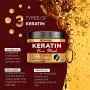 Keratin-Haarbehandlung – Repariert Trockenes und Beschädigtes Haar – Professionelle Keratin Complex mit Vitamin E – Aloe Vera – Avocadoöl – Feuchtigkeitsspendende Anti-Frizz-Haarkur – Keratin Haarkur Tiefenpflegemaske