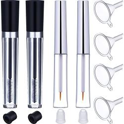 EBOOT 8ml Empty Mascara Tube with Wand Eyelash Cream Container Bottle, 7ml Transparent Eyeliner Tube Vials Bottle with Rubber Inserts and Funnels Set for Castor Oil