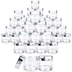 Beauticom 648 Pieces 30G/30ML(1 Oz) Round Clear Jars with Metallic SILVER Flat Top Lids for Herbs, Spices, Loose Leaf Teas, Coffee & Other Foods- BPA Free