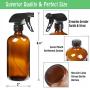 16oz Empty Amber Glass Spray Bottles with Mist and Stream Settings Trigger Sprayer-Refillable Container for Essential Oils, Cleaning Products, Aromatherapy, Plants, Kitchen, Hair(2 Pack) (Amber)