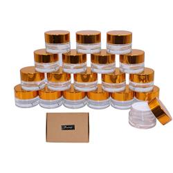 Pinklife 5g Glass Jar Cosmetic Containers 19 pcs Refillable Round Makeup Pots Lip Blam Cream Sample Jars Bottles With Gold Lids