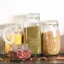 1Pcs Transparent Glass Jars Seal Jars Grains Storage Bottles Spice Lemon Honey Jar Kitchen Storage Cans Storage Organization,Round 500Ml