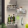 ZOUQILAI Stainless Steel Adjustable Seasoning Box, Kitchen Cabinet, Pantry, Shelf Organizer/Spice Rack with 3 Tiered Levels of Storage for Spice Bottles, Jars, Seasonings