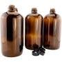 32-Ounce Amber Kombucha Growler Bottles (4-Pack); 1 Quart Boston Round Glass Bottles w/ 6 Polycone Phenolic Lids for Home Brewing