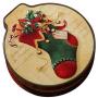 Starwak Christmas Round Iron Candy Cans,Cookie Jars,Cards Storage Box,Bulk Food Tins,Small Garbage Bins,Groceries Containers,Xmas Tree Hanging Ornament Decoration and Children Gift(Christmas Sock)