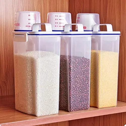Réservoir à Riz AOLVO 2kg, 3 Pièces Contenants Airtight pour Céréales/Riz, Cylindre de Rangement en Graines Épais Transparent avec Bouchon et Tasse Mesurante (3 pièces) Réservoir à Riz AOLVO 2kg, 3 Pièces Contenants Airtight pour Céréales/Riz, Cylindre de Rangement en Graines Épais Transparent avec Bouchon et Tasse Mesurante (3 pièces)