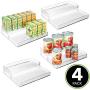mDesign Plastic Kitchen Food Storage Organizer Shelves, Spice Rack Holder for Cabinet, Cupboard, Countertop, Pantry - Holds Jars, Baking Supplies, Canned Food, Pasta - 2 Levels, 10" W, 4 Pack - Clear