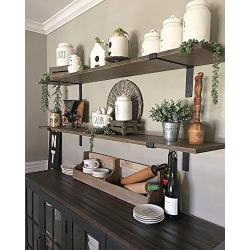 Shelf Brackets 4-Pack - Heavy Duty Rustic Industrial Farmhouse Iron Metal Wall Floating Shelf Bracket with Lip for DIY Open Shelving - Includes Hardware (7.25")