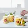 Kitchen seasoning box/Ceramic Condiment Storage Container with Tray Salt Tank Sugar jar