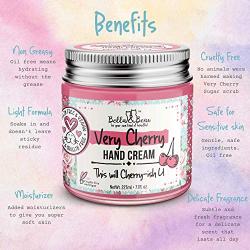 Bella and Bear Very Cherry Hand Cream for Dry Cracked Hands - Vegan - Anti Aging Formula - Nongreasy Lotion