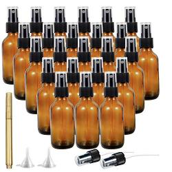 Small Spray Bottle, YULEER 2 Ounces Amber Glass Spray Bottles for for Essential Oils, Perfume Oils, Body Lotion, Moisturizer, Creams, Cleaning Solutions or Other Liquids 24 Pack