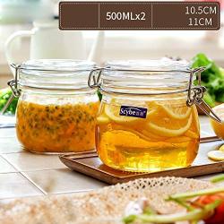 Tree House Food Storage Canisters, Small Glass Sealed jar Jam Container Member B Herbs Pot-A 500mlx2