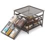 3 Tier Spice Storage Organizer for Pantry Kitchen Cabinet Countertop Holds 18 Jars with Drawers