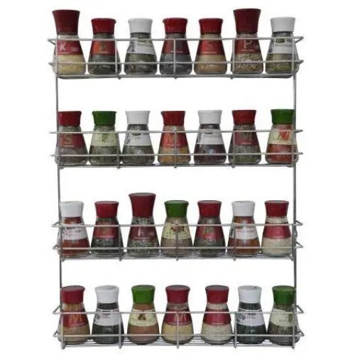 4 Tier Spice Rack - Cabinet Door and Wall Mountable Spice Rack - Herb Rack Chrome - Kitchen Cupboard Storage Organizer by Coninx - Holds 32 Jars 4 Tier Spice Rack - Cabinet Door and Wall Mountable Spice Rack - Herb Rack Chrome - Kitchen Cupboard Storage Organizer by Coninx - Holds 32 Jars