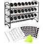 SWOMMOLY Spice Rack with 24 Empty Square Spice Jars, 396 Spice Labels with Chalk Marker and Funnel Complete Set, for Countertop, Cabinet or Wall Mount