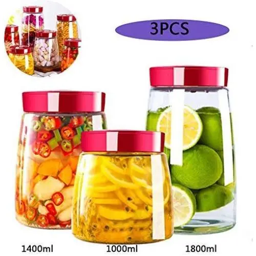 Dicht verschließbare Lebensmittelbehälter mit Deckeln, Glas-Tank für Kimchi, Weinflaschen, Haushalt-Enzym-Behälter – Lebensmittel frisch halten