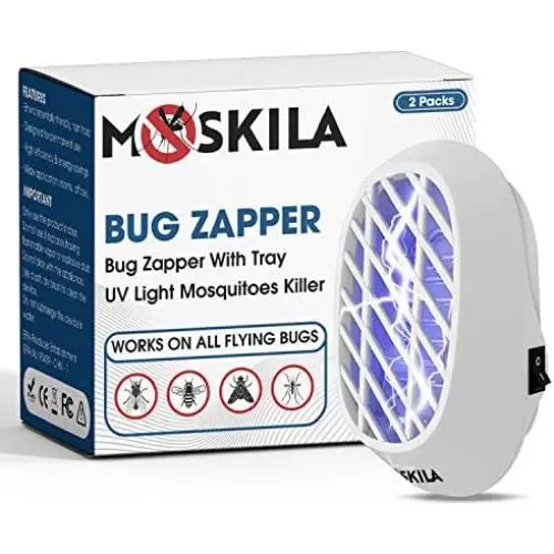 2er Pack MOSKILA Elektronische Insektenzapper – Insektizapper für Innenräume – Mücken-Mot Schutzlampe Elektrozapper für Fliegen, Mücken, Hornissen, Wespen mit Blaulicht-Geräuschloser Insektizapper Steckgerät