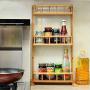 Spice Rack Wall Mount Wood, 3 Tier Kitchen Corner Countertop Standing Jars Storage Racks Organizer for Small Space